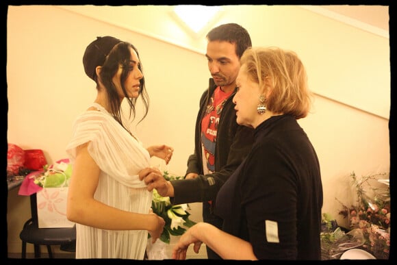 Sofia Essaïdi, Kamel Ouali et Dominique Borg pour le spectacle "Cléopâtre".