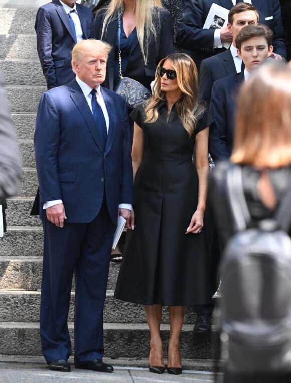 Donald Trump et sa femme Melania - Obsèques de Ivana Trump en l'église St Vincent Ferrer à New York.