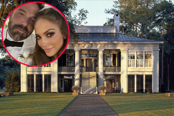 La villa où se déroulera la fête de mariage de Jennifer Lopez et Ben Affleck à Savannah en Géorgie. Il s'agit d'une propriété appartenant à Ben Affleck. Achetée en 2003 pour 7 millions de dollars puis mise en vente en 2019 pour 8 millions de dollars. Invendue, elle a été retirée du marché. Savannah, le 18 juillet 2022. 