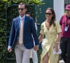 Pippa Middleton Matthews et son mari James Matthews arrivent à Wimbledon à Londres, le 12 juillet 2019. 