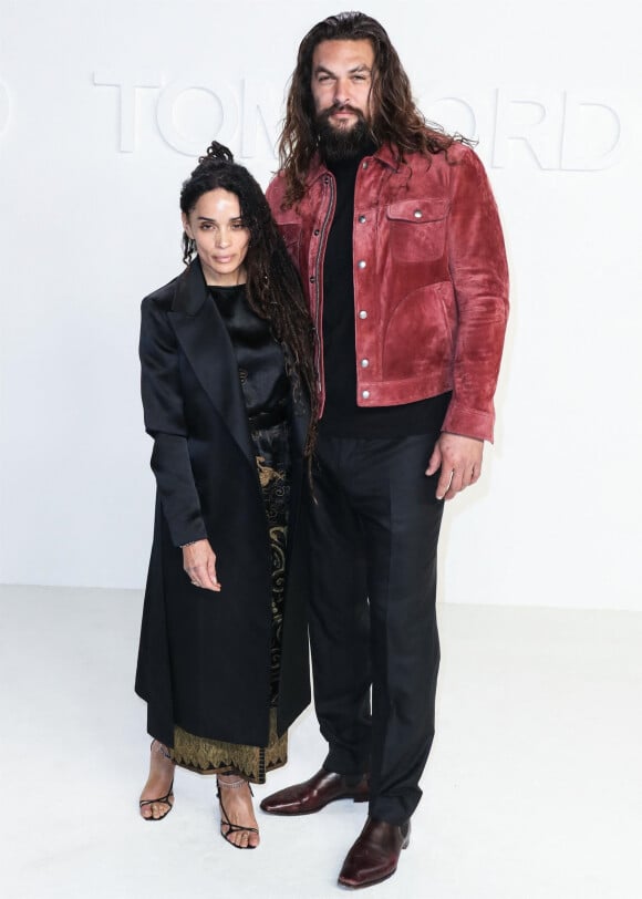 Lisa Bonet et son mari Jason Momoa - Les célébrités posent avant d'assister au défilé Tom Ford: Autumn/Winter 2020 aux Milk Studios dans le quartier de Hollywood à Los Angeles, le 7 février 2020.