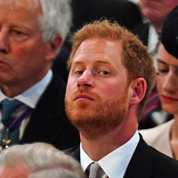 Le prince Harry - Les membres de la famille royale et les invités lors de la messe célébrée à la cathédrale Saint-Paul de Londres, dans le cadre du jubilé de platine (70 ans de règne) de la reine Elisabeth II d'Angleterre. Londres, le 3 juin 2022. 