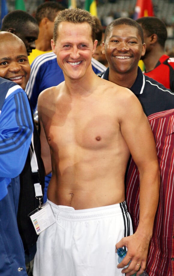 Michael Schumacher lors du match de football "Goal4Africa" a Munich en Allemagne le 12 juillet 2008.