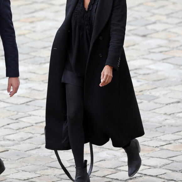 Karine Le Marchand lors de la cérémonie d'hommage national à Jean-Paul Belmondo à l'Hôtel des Invalides à Paris, France, le 9 septembre 2021. © Dominique Jacovides/Bestimage 