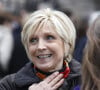 Evelyne Dheliat - Sorties des obsèques de Jean-Pierre Pernaut en la Basilique Sainte-Clotilde à Paris, France, le 9 mars 2022. © Denis Guignebourg/BestImage 