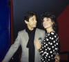 Archives - Christian Barbier et Evelyne Dress lors de la conférence de presse de l'émission "Entrez sans frapper" dans les locaux d'Antenne 2, le 20 novembre 1987