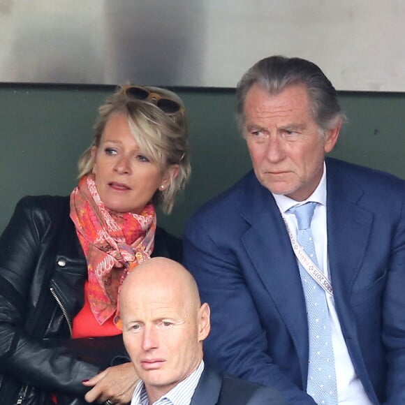 Sophie Davant et William Leymergie - People dans les tribunes des Internationaux de France de tennis de Roland Garros à Paris. Le 26 mai 2015 