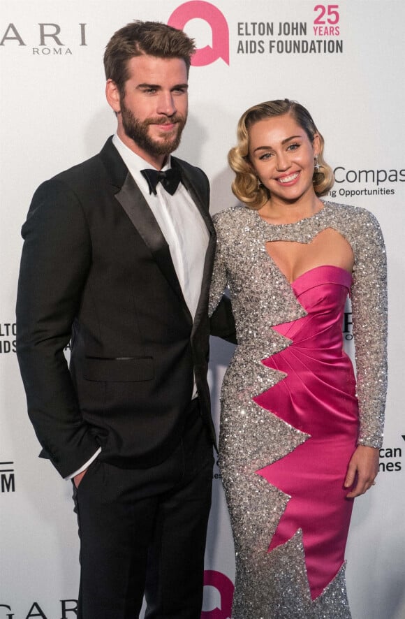 Liam Hemsworth, Miley Cyrus à la 26ème édition de la soirée "Elton John AIDS Foundation Oscar Party" 2018 à West Hollywood le 4 mars 2018. 