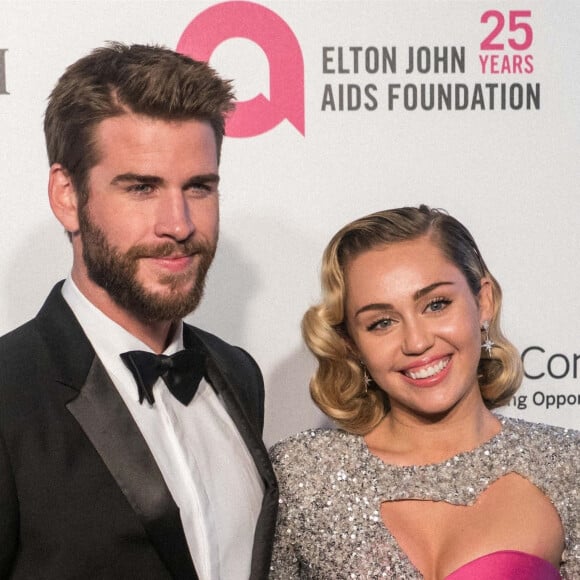 Liam Hemsworth, Miley Cyrus à la 26ème édition de la soirée "Elton John AIDS Foundation Oscar Party" 2018 à West Hollywood le 4 mars 2018. 
