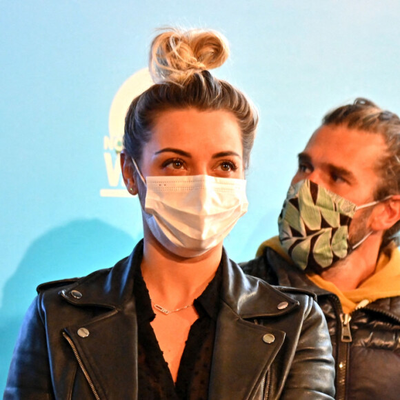 Priscilla Betti et Guillaume Néry durant le lancement du single solidaire " Nos vallées " par le Département des Alpes-Maritimes au profit des sinistrés de la tempête Alex, à Nice le 21 décembre 2020. © Bruno Bebert / Bestimage 