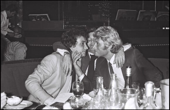 Michel Sardou et Johnny Hallyday à Paris.