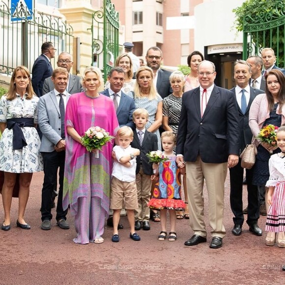 Charlène de Monaco et son mari le prince Albert II de Monaco avec leurs enfants Gabriella et Jacques.