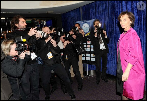 Kristin Scott Thomas lors de la cérémonie des Globes de cristal, à Paris, le 8 février 2010 !