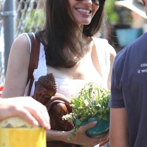 Angelina Jolie et son fils Knox vont acheter une statuette et des plantes sur un marché de Los Angeles, le 27 août 2022.