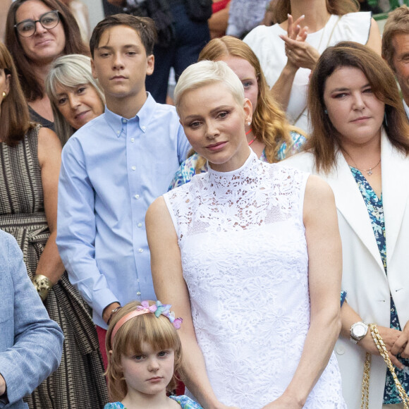 La princesse Charlene de Monaco, la princesse Gabriella de Monaco, comtesse de Carladès, Mélanie De Massy - La famille princière de Monaco lors du traditionnel Pique-nique des monégasques au parc princesse Antoinette à Monaco le 3 septembre 2022. © Olivier Huitel/Pool Monaco/Bestimage 