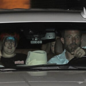 Ben Affleck et sa femme Jennifer Affleck (Lopez), accompagnée de ses enfants Emme et Maximilian, à la sortie du restaurant "Nobu" à Los Angeles, le 4 septembre 2022.