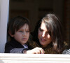 Charlotte Casiraghi et son fils Raphaël Elmaleh - La famille princière de Monaco apparaît au balcon du palais lors de la fête nationale de Monaco, le 19 novembre 2021. © Bebert-Jacovides/Bestimage 