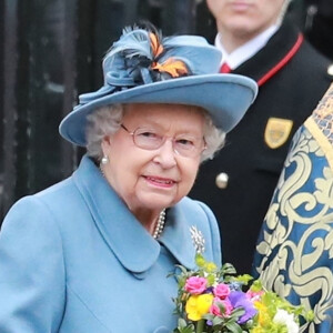 La reine Elizabeth II d'Angleterre - La famille royale d'Angleterre lors de la cérémonie du Commonwealth en l'abbaye de Westminster à Londres le 9 mars 2020.