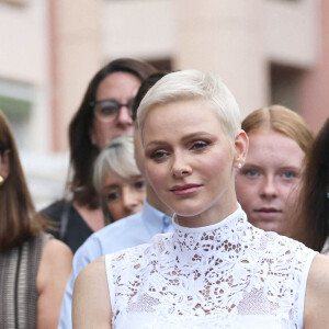 La princesse Charlene de Monaco - La famille princière de Monaco lors du traditionnel Pique-nique "U Cavagnetu" des monégasques au parc princesse Antoinette à Monaco le 3 septembre 2022. © Claudia Albuquerque/Bestimage