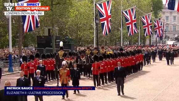 La famille royale réunie derrière le cercueil de la reine Elizabeth II. @ BFMTV