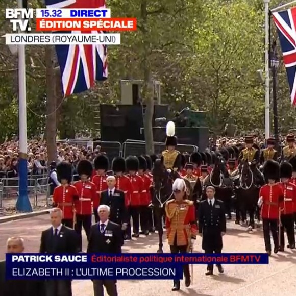 La famille royale réunie derrière le cercueil de la reine Elizabeth II. @ BFMTV
