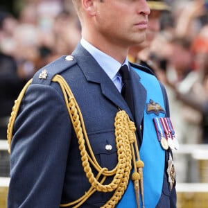 Le prince William, prince de Galles - Procession cérémonielle du cercueil de la reine Elisabeth II du palais de Buckingham à Westminster Hall à Londres, Royaume Uni, le 14 septembre 2022. 