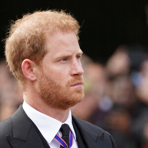 Le prince Harry, duc de Sussex - Procession cérémonielle du cercueil de la reine Elisabeth II du palais de Buckingham à Westminster Hall à Londres, Royaume Uni, le 14 septembre 2022. 