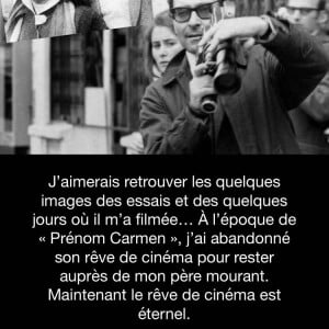 Isabelle Adjani rend hommage à Jean-Luc Godard sur Instagram.