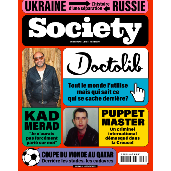 Couverture du magazine "Society" du jeudi 15 septembre 2022
