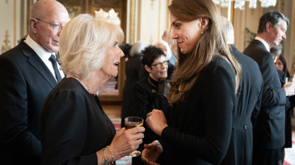 Kate Middleton : Look 100% noir et rivière de perles... Pour son 1er dîner officiel, la princesse éblouit