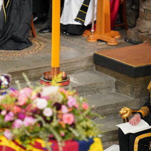 Le roi Charles III d'Angleterre - Service funéraire à l'Abbaye de Westminster pour les funérailles d'Etat de la reine Elizabeth II d'Angleterre. Le sermon est délivré par l'archevêque de Canterbury Justin Welby (chef spirituel de l'Eglise anglicane) au côté du doyen de Westminster David Hoyle. Londres, le 19 septembre 2022. © Dominic Lipisnki / Bestimage