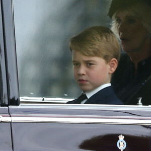 La princesse Charlotte de Galles, le prince George de Galles et Camilla Parker Bowles, reine consort d'Angleterre - Sorties du service funéraire à l'Abbaye de Westminster pour les funérailles d'Etat de la reine Elizabeth II d'Angleterre, à Londres, Royaume Uni, le 19 septembre 2022. 