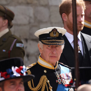 Le roi Charles III d'Angleterre, le prince Harry, duc de Sussex - Sorties du service funéraire à l'Abbaye de Westminster pour les funérailles d'Etat de la reine Elizabeth II d'Angleterre. Le 19 septembre 2022 