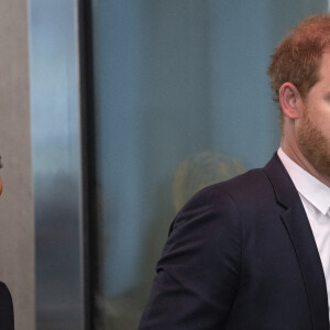 Le prince Harry, duc de Sussex et Meghan Markle, duchesse de Sussex, lors de la célébration du "Nelson Mandela International Day" au siège de l'ONU à New York. Le Prix Nelson Mandela des Nations Unies 2020 a été décerné à Mme Marianna V. Vardinoyannis de Grèce et au Dr Morissanda Kouyate de Guinée. New York, le 18 juillet 2022. 