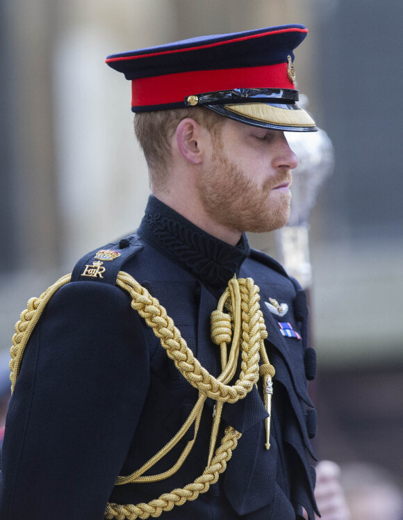 Le prince Harry, duc de Sussex, à l'abbaye de Westminster pour les commémorations du Souvenir à Londres. Le 8 novembre 2018 