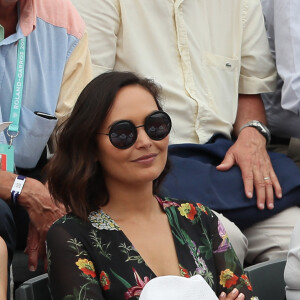 Valérie Bègue (Miss France 2008) en tribune lors des internationaux de tennis de Roland Garros le 28 mai 2018. © Dominique Jacovides-Cyril Moreau / Bestimage 