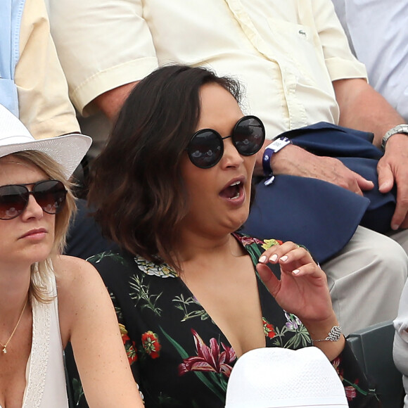 Valérie Bègue (Miss France 2008) en tribune lors des internationaux de tennis de Roland Garros le 28 mai 2018. © Dominique Jacovides-Cyril Moreau / Bestimage 