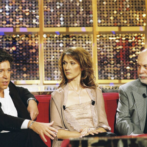 Archives - Franco Dragone, Céline Dion et son mari René Angelil - Enregistrement de l'émission "Vivement Dimanche" avec C.Dion comme invitée. Le 18 mars 2002 © Patrick Carpentier / Bestimage 
