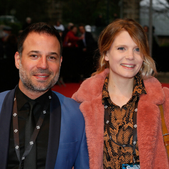 Mario Barravecchia et sa femme Jessica au photocall de la cérémonie d'ouverture de la 11e édition du festival international du film policier de Beaune, le 3 avril 2019. © CVS/Bestimage