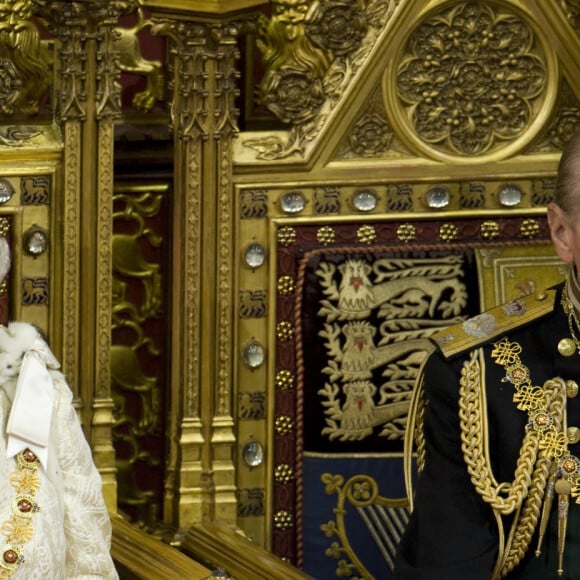 Elizabeth II et le prince Philip - Ouverture du parlement à Londres. Le 18 novembre 2009.