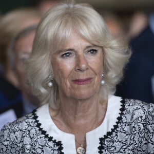 Camilla Parker Bowles à bord du navire HMS Queen Elizabeth, pour marquer le 40e anniversaire de la guerre des Malouines. Portsmouth. 