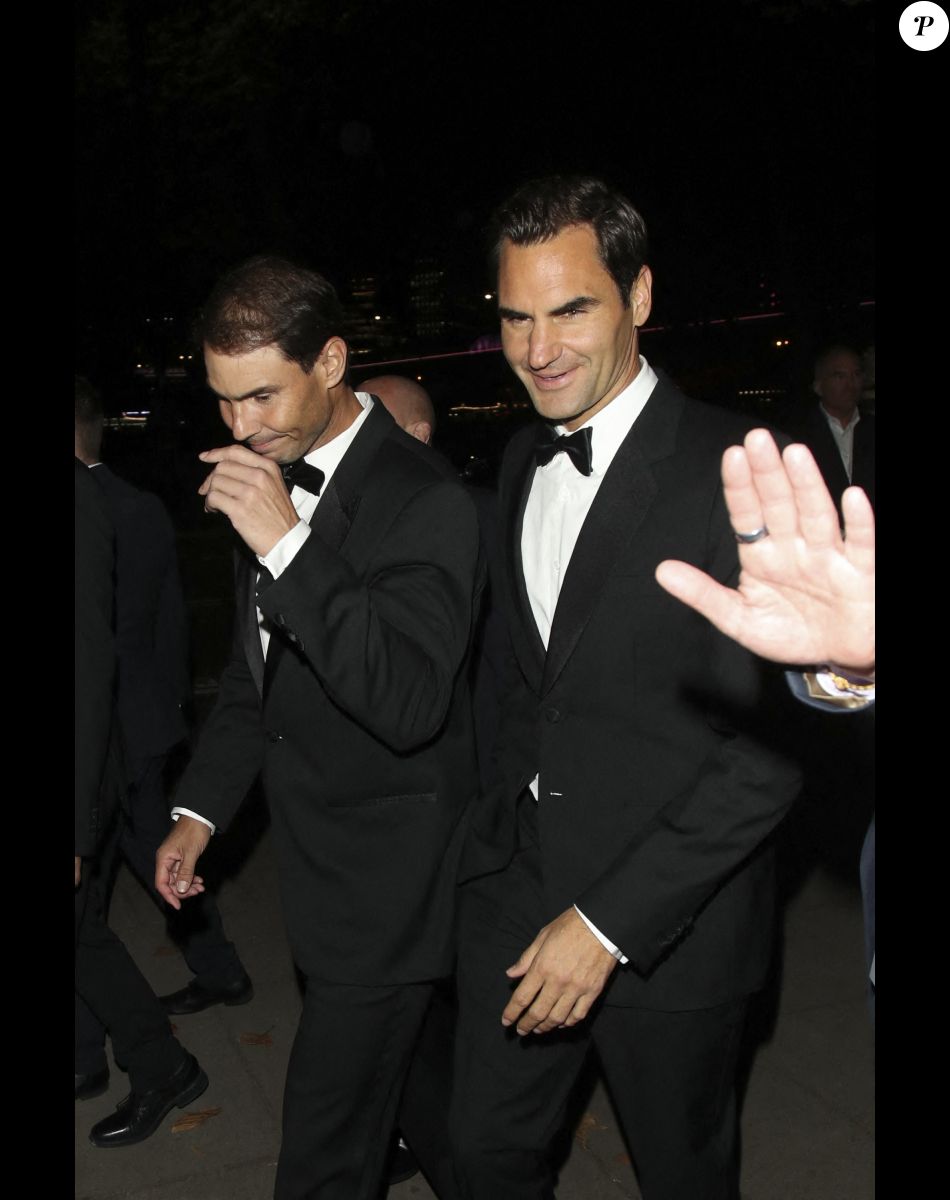 Roger Federer et Rafael Nadal au dîner "Laver Cup" à Londres, le 22 septembre 2022.