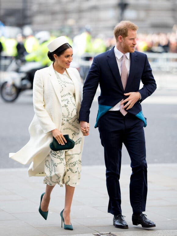 Meghan Markle, duchesse de Sussex (enceinte) et le prince Harry, duc de Sussex - Arrivée de la famille royale britannique à la messe en l'honneur de la journée du Commonwealth à l'abbaye de Westminster à Londres, le 11 mars 2019. 