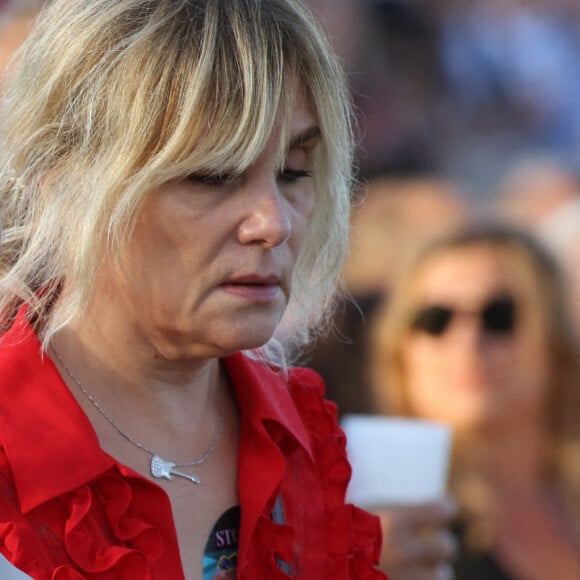 Roman Polanski et sa femme Emmanuelle Seigner - Les Rolling Stones en concert à l'hippodrome de Longchamp, dans le cadre de leur tournée anniversaire "Sixty", qui marque leurs 60 ans de carrière (1962-2022). Paris, le 23 juillet 2022. © Stéphane Vansteenkiste/Bestimage