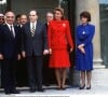 François et Danielle Mitterrand recevant le roi de Jordanie Hussein à l'Elysée
