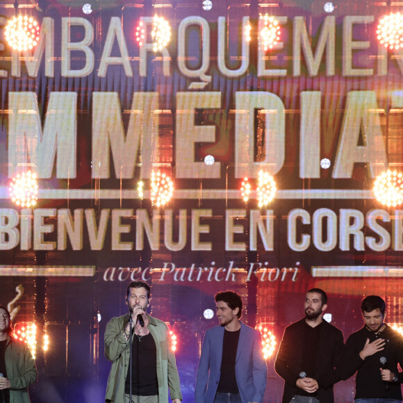 Claudio Capéo, A Pasqualina, Gianluca Cucciari - Enregistrement de l'émission "Embarquement immédiat" au théâtre de verdure du Casone à Ajaccio, diffusée le 4 novembre sur France 3. © Olivier Sanchez / Bestimage 