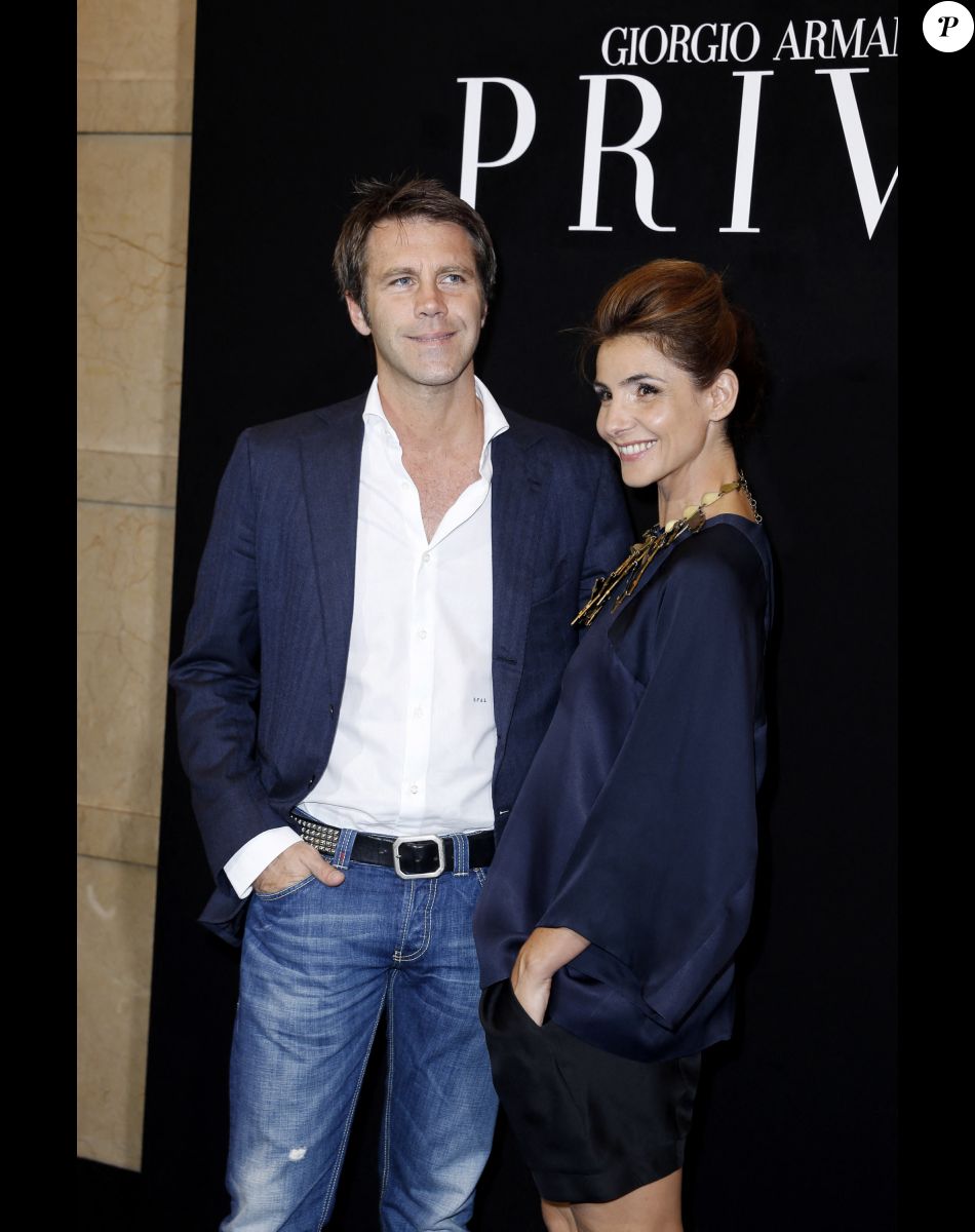 Le prince Emmanuel-Philibert de Savoie et la Princesse Clotilde de Savoie (Clotilde Courau) - Photocall du defile de mode Haute-Couture Automne-Hiver 2013/2014 "Armani" a Paris le 2 juillet 2013.