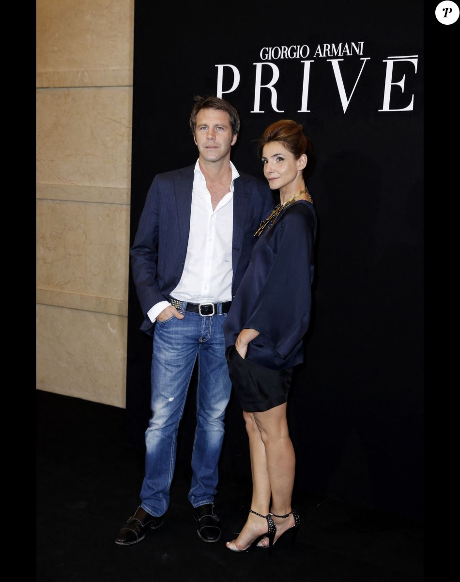 Le prince Emmanuel-Philibert de Savoie et la Princesse Clotilde de Savoie (Clotilde Courau) - Photocall du defile de mode Haute-Couture Automne-Hiver 2013/2014 "Armani" a Paris le 2 juillet 2013.
