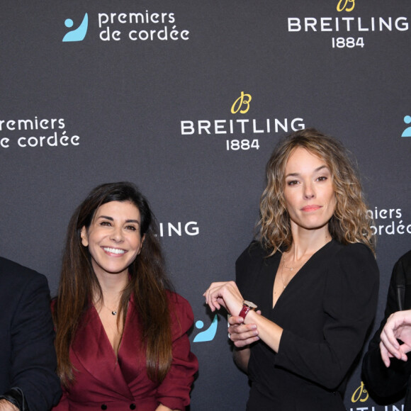 Exclusif - Julien Arruti, Reem Kherici, Elodie Fontan et son compagnon Philippe Lacheau - Dîner de charité Breitling à la Samaritaine pour l'association "Premiers de Cordée" à Paris le 14 novembre 2022. L'associationPremiers de Cordée propose des animations sportives auprès des enfants hospitalisés. ADN de l'association depuis sa création, ce programme comprend de nombreuses actions pour initier un maximum d'enfants malades et/ou en situation de handicap à la pratique sportive. © Rachid Bellak/Bestimage 