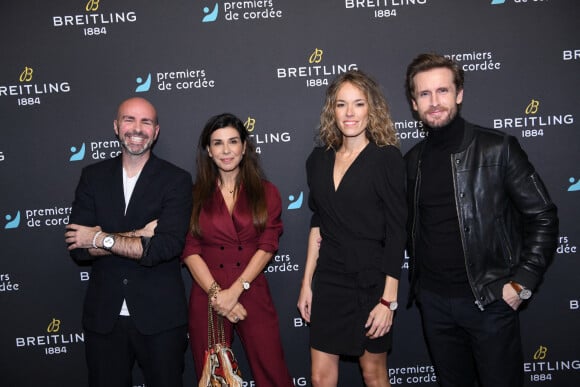 Exclusif - Julien Arruti, Reem Kherici, Elodie Fontan et son compagnon Philippe Lacheau - Dîner de charité Breitling à la Samaritaine pour l'association "Premiers de Cordée" à Paris. L'associationPremiers de Cordée propose des animations sportives auprès des enfants hospitalisés. ADN de l'association depuis sa création, ce programme comprend de nombreuses actions pour initier un maximum d'enfants malades et/ou en situation de handicap à la pratique sportive. © Rachid Bellak/Bestimage 